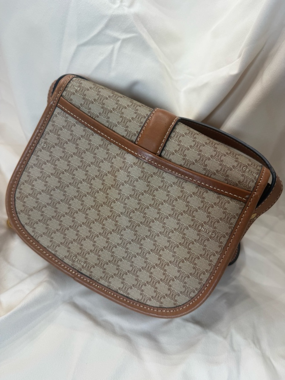 Celine Tan Brown Vintage Macadam PVC and leather shoulder bag - Picture 10 of 12